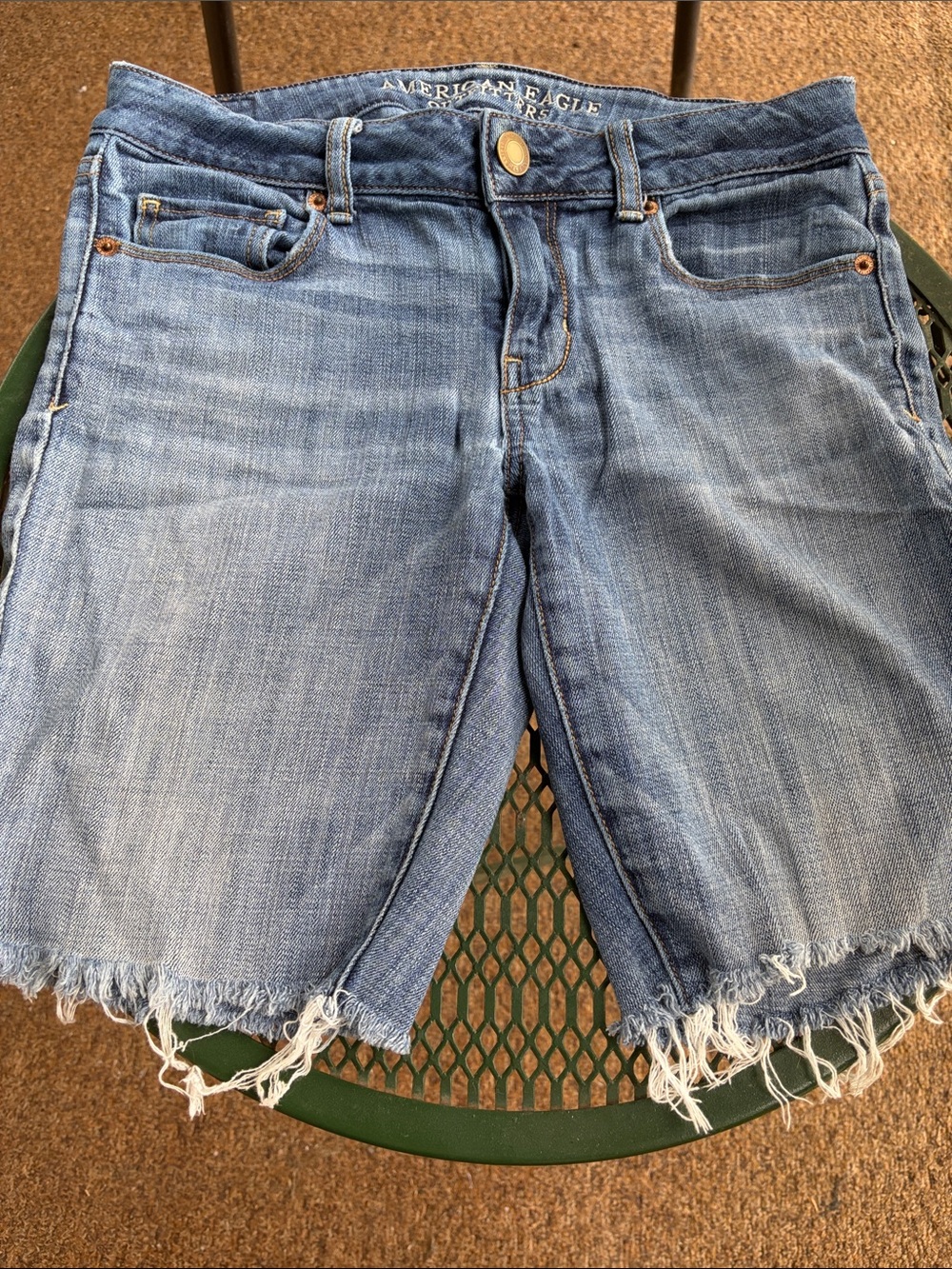 American Eagle Outfitters Light Blue Frayed Hem Denim Shorts
